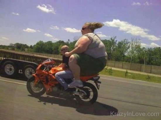 Funny Fat Woman On Motorcycle