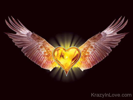 Golden Heart With Wings