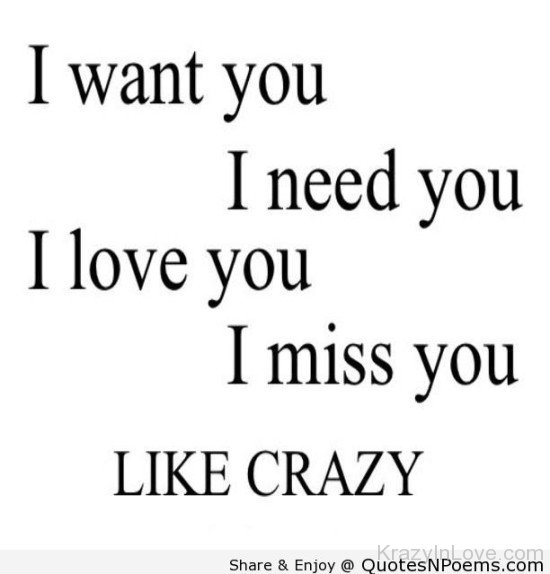 I Want You,Need You,Love You And Miss You