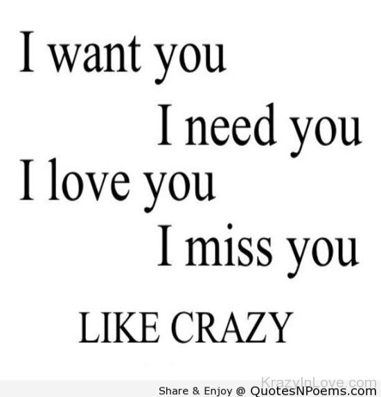 I Want You,Need You,Love You And Miss You