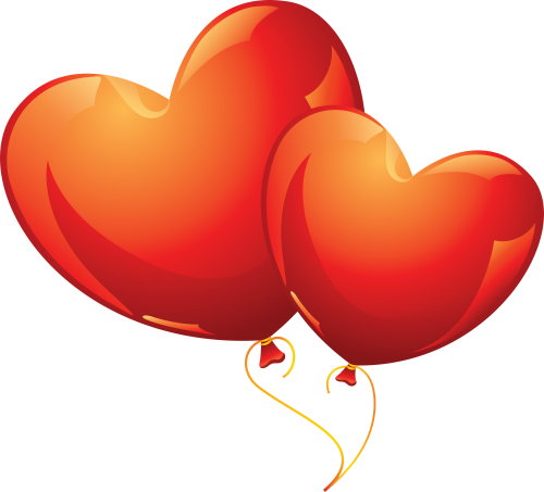 Two Red Heart Ballons