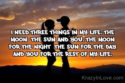 I Need Three Things In My Life The Moon,Sun And You