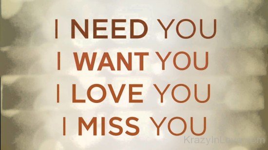 I Need You.Want You,Love You And Miss You