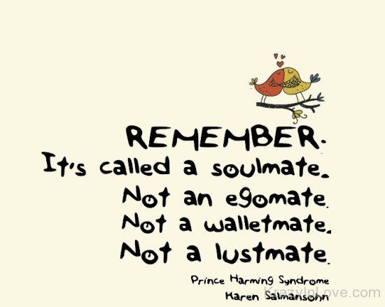 Remember It's Called A Soulmate Not Egomate