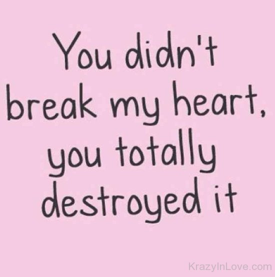 You Didn't Break My Heart You Totally Destroyed It