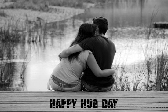 Black And White Image Of Happy Hug Day