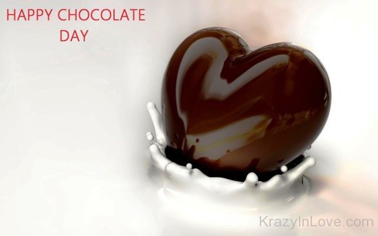 Happy Chocolate Day Chocolate Heart In Milk