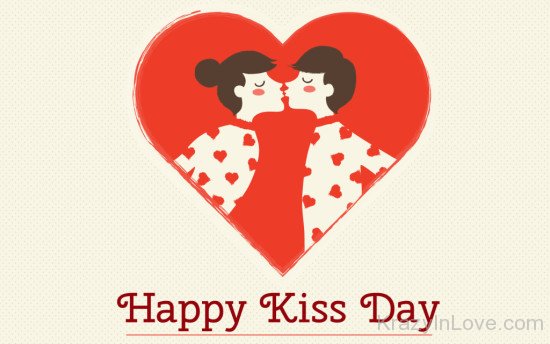 Happy Kiss Day Couple In Heart Image