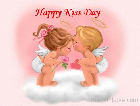 Happy Kiss Day Cupid Angel Image