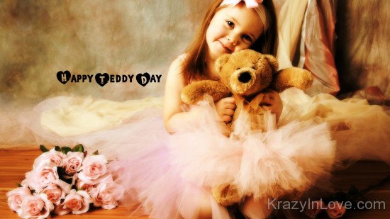 Happy Teddy Day Cute Girl With Teddy