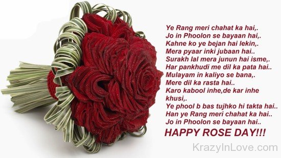 Ye Rang Meri Chahat Ka Hai Happy Rose Day