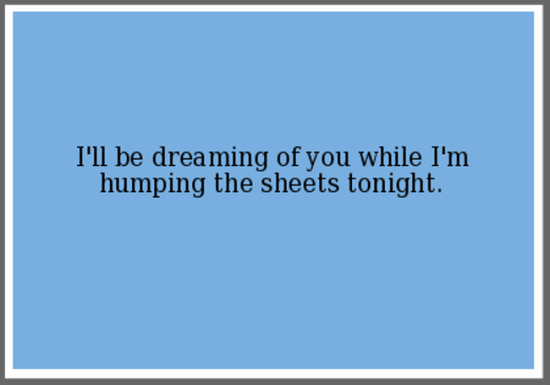 I'll Be Dreaming Of You While I'm Humping The Sheets Tonight
