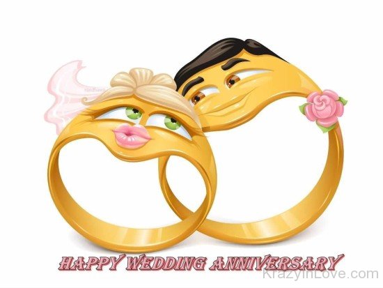 Happy Wedding Anniversary Golden Rings Image