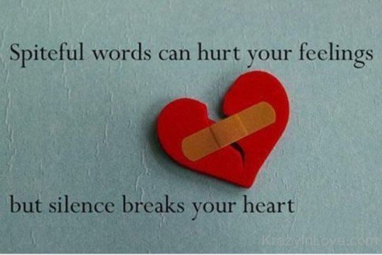 Spiteful words can hurt your feelings  but silence breaks your heart