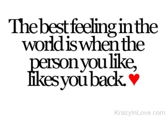 The Best Feeling In The World Is When The Person You Like,Likes You Back