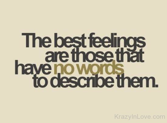 The Best Feelings Are Those That No Words To Describe Them