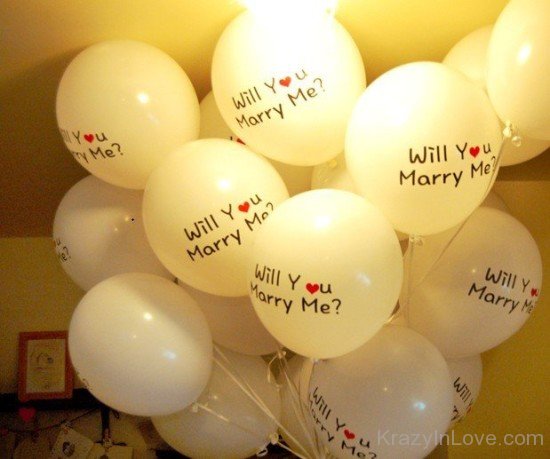 Will You Marry Me With White Ballons Picture