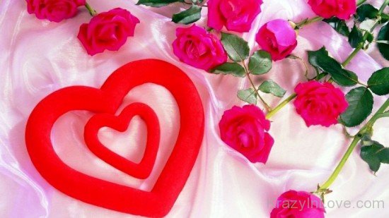 Beautiful Red Heart With Pink Roses-tvw225