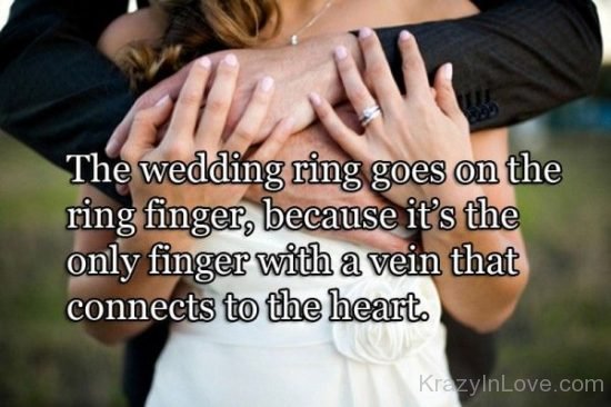 THe Wedding Ring Gor=es On The Ring Finger